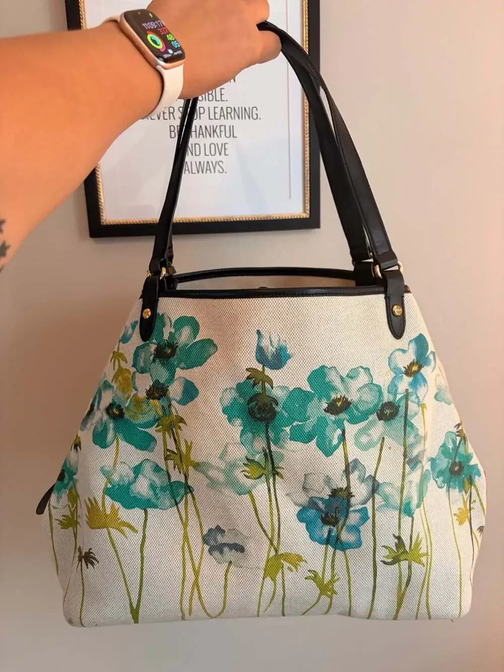 Lauren Ralph Lauren Floral Print Canvas Tote Bag
